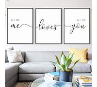 Nero Bianco all of Me Loves all of You Frasi romantiche Coppia Love Phrase Wall Art Stampe su Tela Poster per Soggiorno Decor -30x40cmx3 (Senza Cornice)