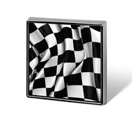 Nero Bianco Bandiere a Scacchi Stampato Quadrato Distintivo Bottone in Metallo Bottone Decorativo Spilla Spille da Risvolto Borsa Cappello Accessori per Donne Uomini Alluminio