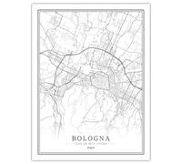 nero bianco BOLOGNA Stampa 3D manifesto della mappa 50x70 cm Modello di mappa artistica linea creativa, pittura su tela per decorazione domestica con immagine artistica da parete