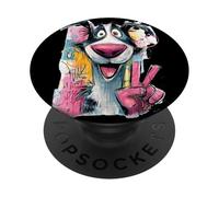 Nero Bianco Cane Pace Graffiti Pop Carattere Grafica E PopSockets PopGrip Adesivo