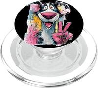 Nero Bianco Cane Pace Graffiti Pop Carattere Grafica E PopSockets PopGrip per MagSafe
