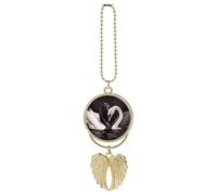 Nero Bianco Cigno Amore Cuore Appeso Auto Ornamento Specchietto Retrovisore Pendente Carino Specchio Auto Decorazione Estetica Divertente Ciondolo Auto Charms Regali per Uomini Donne Stile Oro