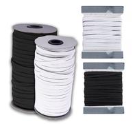 Nero Bianco Elastico Rotondo & Piatto Cavo 1mm - 75mm Ampio Cucito Crafts 1m -