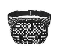 Nero Bianco Formula Motivo A Scacchi Stampa Quadrato Doppio Strato Borsa Marsupio Trendy Pack Borsa Da Viaggio con Bel Regolabile, nero, Taglia unica