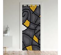 Nero Bianco Giallo Turbinio Porta Tenda Privacy Geometria AstrattaDella Porta Tenda Grigio Trippy Geometrica Isolata Tende Termiche Divisorio Stanza Copertura Della Tenda 106x203cm 1 Pannello