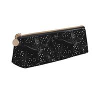 Nero Bianco Glitter Stampa Stampa Studenti Forniture Maggiore Capacità Matita Astuccio Penna Scuola Viaggi Ufficio Scrivania, bianco, Taglia unica