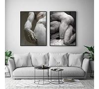 Nero Bianco Mano di David Michelangelo Scultura Arte Poster E Stampe 2 Pezzi Wall Art Dipinti su Tela Immagini Soggiorno Decorazioni per La Casa 12"X16"X2Pcs Senza Telaio
