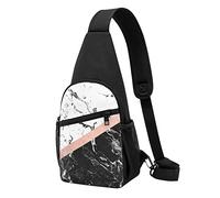 Nero Bianco Marmo Casual Una Spalla Cross Body Borsa Del Petto Del Raccoglitore Del Telefono Degli Uomini Cross Body Bag Viaggio, Nero , Taglia unica