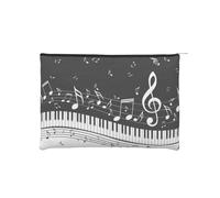 Nero Bianco Nota Musicale Piccolo Cosmetico Riutilizzabile Carta Makeup Bag Portatile Viaggio Toiletry Bag Impermeabile Sacchetto di Immagazzinaggio, Nota di musica bianca nera, Taglia unica