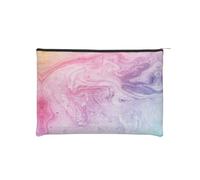 Nero Bianco Nota Musicale Piccolo Cosmetico Riutilizzabile Carta Makeup Bag Portatile Viaggio Toiletry Bag Impermeabile Sacchetto di Immagazzinaggio, Colorato Marmo Rosa Pastello Blu Viola, Taglia