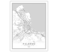 nero bianco PALERMO Stampa 3D manifesto della mappa 50x70 cm Nordic soggiorno decorazione tela poster moderna decorazione della casa stampa artistica