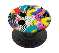 Nero Bianco Rosa Giallo Retro 80s 90s Modello Astratto PopSockets PopGrip Adesivo