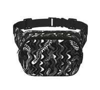 Nero Bianco Serpente Modello Stampa Quadrato Doppio Strato Borsa Marsupio Trendy Pack Borsa Da Viaggio con Bel Regolabile, nero, Taglia unica