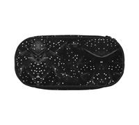 Nero Bianco Stampa Glitter Stampa Comodo Alta Capacità Matita Sacchetto Portatile Trucco Studenti Adolescenti Adulti, Nero , Taglia unica, Organizer per borse