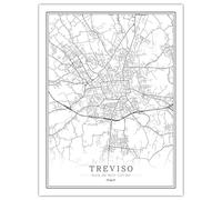 nero bianco TREVISO Stampa 3D manifesto della mappa 40x60 cm Modello di mappa artistica linea creativa, pittura su tela per decorazione domestica con immagine artistica da parete