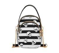 Nero Bianco Vintage Skull trendy donna crossbody con multi tasche borsa a mano per le signore