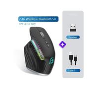(Nero) Bluetooth + mouse wireless ricaricabile Mouse da gioco LED RGB a 12 colori ergonomico