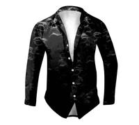 Nero Camicia Uomo Maniche Corte Halloween Camicia con Stampa Teschio Croce e Rose Slim Fit Horror Maglietta con Risvolto Bottoni Camicia Gotico Divertente per Carnevale Cosplay Feste S-3xl Lune Viola