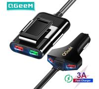 (nero, caricabatteria da auto) Caricabatteria da auto Qgeem 4 USB per iPhone Caricabatteria portatile