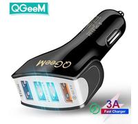 (nero, caricabatteria da auto) Caricabatteria da auto Qgeem 4usb Qc 3.0 Caricabatteria da auto Quick