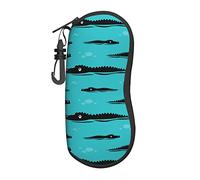 nero carino coccodrillo verde Occhiali Caso Occhiali da sole Custodia morbida Portatile Viaggio Cerniera Occhiali Custodia di Sicurezza con Clip per Cintura