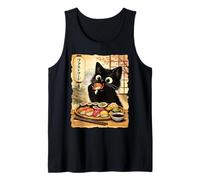 Nero Carino Gatto Mangiare Sushi Kawaii Cibo Giapponese Anime Gatti Canotta