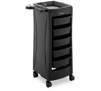 Nero Carrello per parrucchiere - 10 kg - 5 Cassetti - 485 x 380 mm - Supporto per asciugacapelli | physa