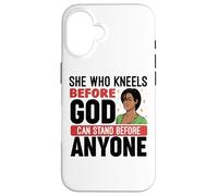 Nero Christian Melanin Donna Ministro Sista Strong Queens Custodia per iPhone 16