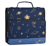 Nero Cielo Stellato 3,8 Pollici 3 Anelli Raccoglitore Organizzatore con Maniglia Impermeabile Portfolio Organizer Adatto per Scuole Medie Paquete de gestión de documentos