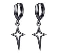 Nero colore argento piccoli orecchini a croce per le donne ragazze semplici coreani moda orecchino moda moda gioielli huggie teen girls star uomini cerchio ragazze albero uomo nero, Taglia unica, come