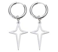 Nero colore argento piccoli orecchini a croce per le donne ragazze semplici coreani moda orecchino moda moda gioielli huggie teen girls star uomini cerchio ragazze albero uomo nero, Taglia unica, come