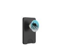 Nero Colore Mamma Orso E Due Cuccioli Su Argento Azzurro PopSockets PopWallet per MagSafe