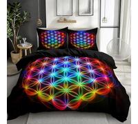 Nero Completo Copripiumino L'Astrazione Il Fiore Della Luce E Della Vita Parure Letto in Morbida Microfibra Traspirante, Set Biancheria da Letto con Zip e 2 Federe - Arredo Casa Moderne - 135 x 200 cm