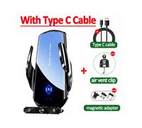 (Nero con cavo) Caricabatterie per auto wireless da 30 W, stazione di ricarica rapida QI magnetica,