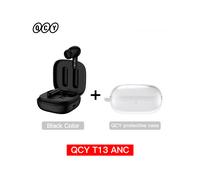 (Nero con custodia) Nuove cuffie wireless QCY T13 ANC con cancellazione attiva del rumore e Bluetooth