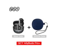(Nero con custodia03) QCY HT10 AilyBuds Pro+ ANC Cuffie wireless Audio ad alta risoluzione LDAC Bluetooth