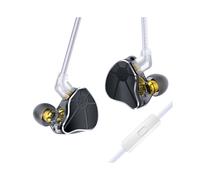 (Nero con microfono) CCZ BC04 Cuffie musicali dinamiche elevate ibride DD+BA da 10 mm, 2 pin-Z, auricolari