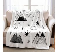 Nero Coperta in Pile 130 x 150 cm Ritaglia la catena montuosa illuminata dalla luna Plaid Moderno Morbido per Divano e Decorazione Casa, Regalo per Ragazzi e ragazze
