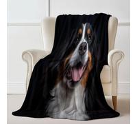 Nero Coperte e plaid stampati - Moderno Animali Ritratti Coperte in pile morbido e accogliente, in flanella calda per ragazze bambini adulti divano viaggio 80 x 150 cm