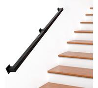 Nero Corrimano per Scale Interne/Esterne, Passamano per Scale In Ferro Battuto, Ringhiera In Tubo Quadrato Antiscivolo per Gradini Soppalco