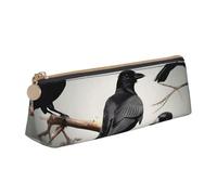 Nero Corvo Uccelli su un ramo Stampa PVC Coin Purse Money Bag Caso di Trucco Matita Sacchetto Della Chiusura Lampo Cancelleria caso Donne, Bianco, One Size, Semplice
