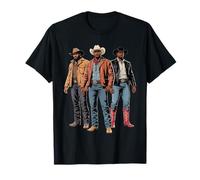 Nero Cowboy Trio Western Outfits Forte Country Padre Uomini Maglietta