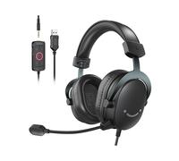 (Nero) Cuffie FIFINE con jack da 3,5 mm e USB con audio surround 7.1/controllo del volume/interruttore
