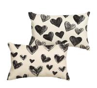 Nero Cuscini per Divano Amore Cuscini da Esterno 50x60 cm Grandi Impermeabili Linoi Copricuscini, Stampa Fronte-Retro Decorativi Federe Cuscino per Giardino Balcone Patio Divano, Set di 2 1B-413