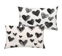 Nero Cuscini per Divano Amore Cuscini da Esterno 50x70 cm Grandi Impermeabili Velluto Copricuscini, Stampa Fronte-Retro Decorativi Federe Cuscino per Giardino Balcone Patio Divano, Set di 2 1B-413