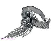 Nero Decorativo Gatsby Pizzo Rete Fiore Sposa Girocollo Collana con /
