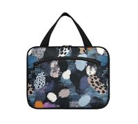 Nero Digital Art Leopard Print Hanging Kit da viaggio per gli uomini con gancio, Designer Necessities Snack Bag per le donne Viaggio Viaggio bolsas de maquillaje para Mujer L