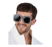 Nero Disco Gemmata Specifiche Occhiali da Sole Adulti Rétro Lustrini Costume 70s
