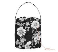 Nero Disegnato A Mano Fiori Filati Stoccaggio Portatile Crochet Zaino per Aghi Holder Bolsa para hilos de tejer