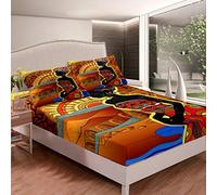 Nero Donna Lenzuola Tribale Lenzuolo Set etnico Afro Africano Biancheria Da Letto Set Tradizionale Esotico Lenzuolo Camera Da Letto Collezione 3 Pz Matrimoniale